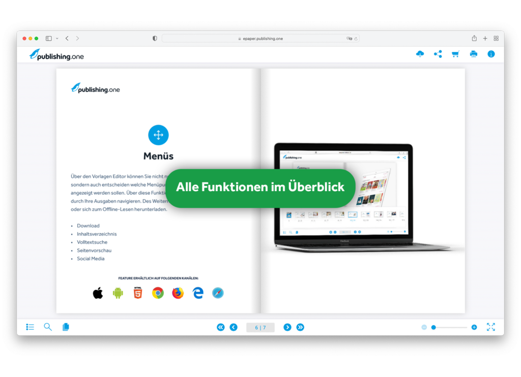 Digital Publishing mit den Funktionen von publishing.one