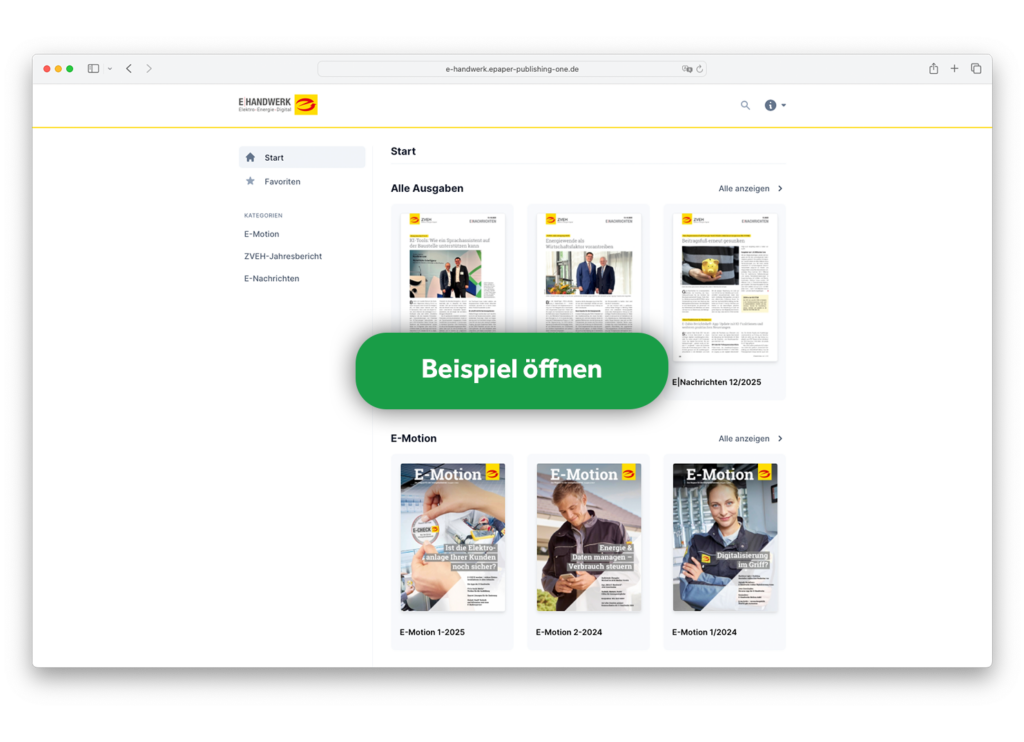 Dieses Bild zeigt den E-Handwerk Kiosk. Klicken, um das Beispiel zu öffnen.