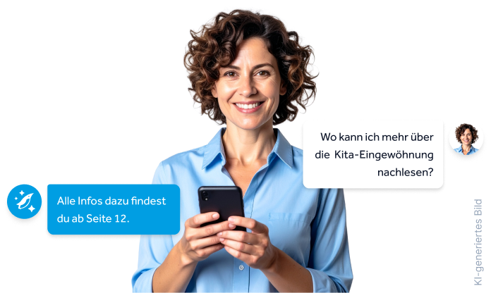 Der KI-Assistent im Kiosk ist ein Chatbot, dem Sie Fragen zum Inhalt der Ausgabe stellen können