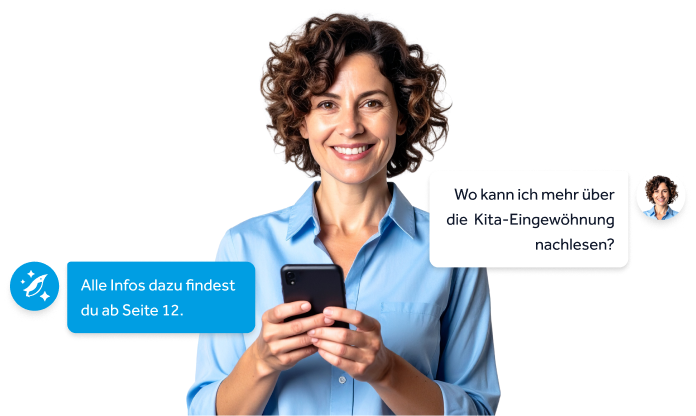 Der KI-Assistent im Kiosk ist ein Chatbot, dem Sie Fragen zum Inhalt der Ausgabe stellen können
